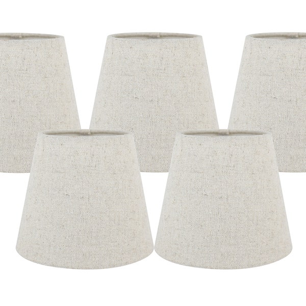 Meriville Natural Linen Clip On Chandelier Lamp Shades, 4-inch by 6-inch by 5-inch