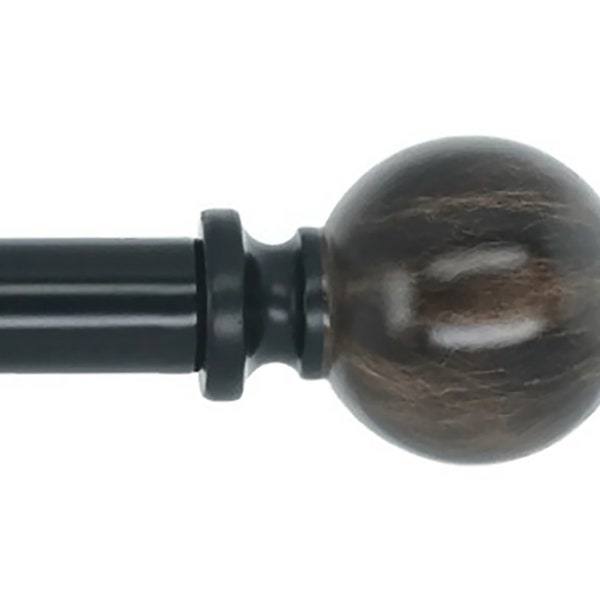 Meriville 1-Inch Diameter Single Window Treatment Curtain Rod, Black Marble Ball
