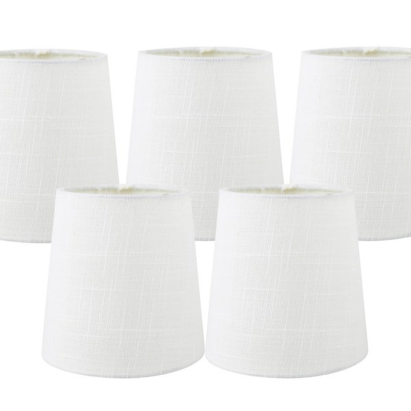 Meriville Off White Linen Clip On Chandelier Lamp Shades, 4-inch by 5-inch by 5-inch