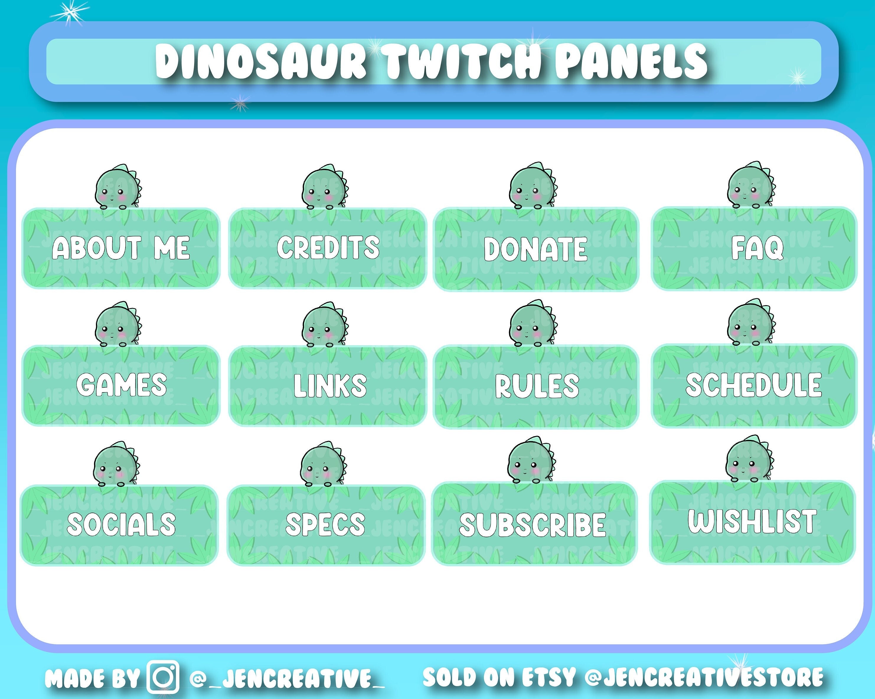 Dinosaur Twitch Panels 12 Twitch Panels Ready to Use - Etsy