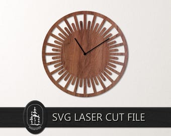 Modern Wall Clock SVG DXF - Clock Face Laser Cut File - Glowforge, xTool & LightBurn - Instant Download