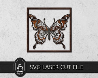 Farfalla 3D a strati in formato SVG per Glowforge e xTool – File di taglio laser a 4 strati realizzato a mano