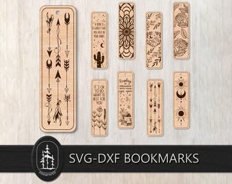 Boho Lesezeichen Gravur SVG DXF - Laser Cut Bundle - Glowforge, xTool & LightBurn