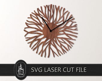 Modern Wall Clock SVG DXF - Clock Face Laser Cut File - Glowforge, xTool & LightBurn - Instant Download