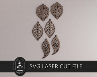 Pacote de brincos de folha 3D em SVG para Glowforge e xTool – Arquivo de corte a laser artesanal