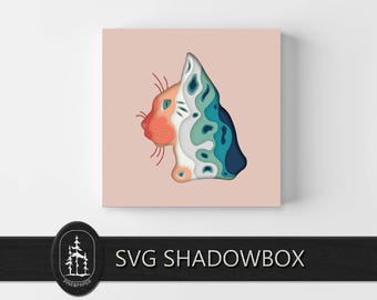 Cat 3D Layered SVG PNG - Cricut & Silhouette - 9 Layers Shadowbox - Instant Download
