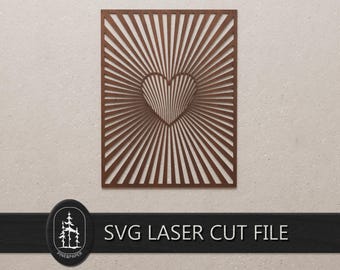 Illusione di cuore 3D a strati SVG per Glowforge e xTool – File per taglio laser artigianale