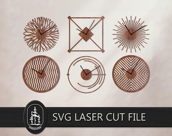 Wall Clock SVG DXF Bundle - Clock Face Laser Cut File - Glowforge, xTool & LightBurn - Instant Download