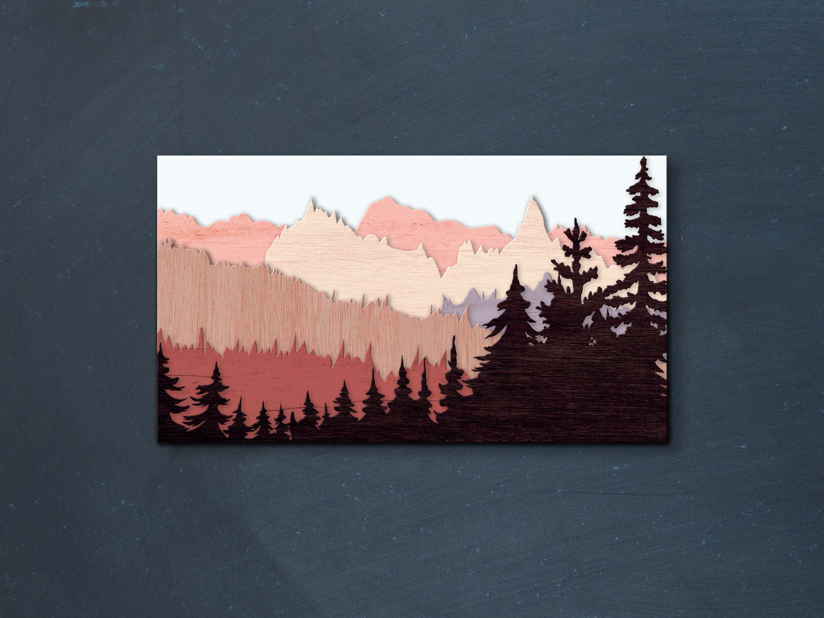 Layered Mountain Scene SVG Cut File for Laser Cutting and - Etsy