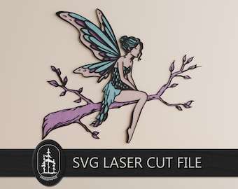 3D Layered Fairy on a Tree SVG for Glowforge & xTool – Handcrafted 5 Layer Laser Cut File