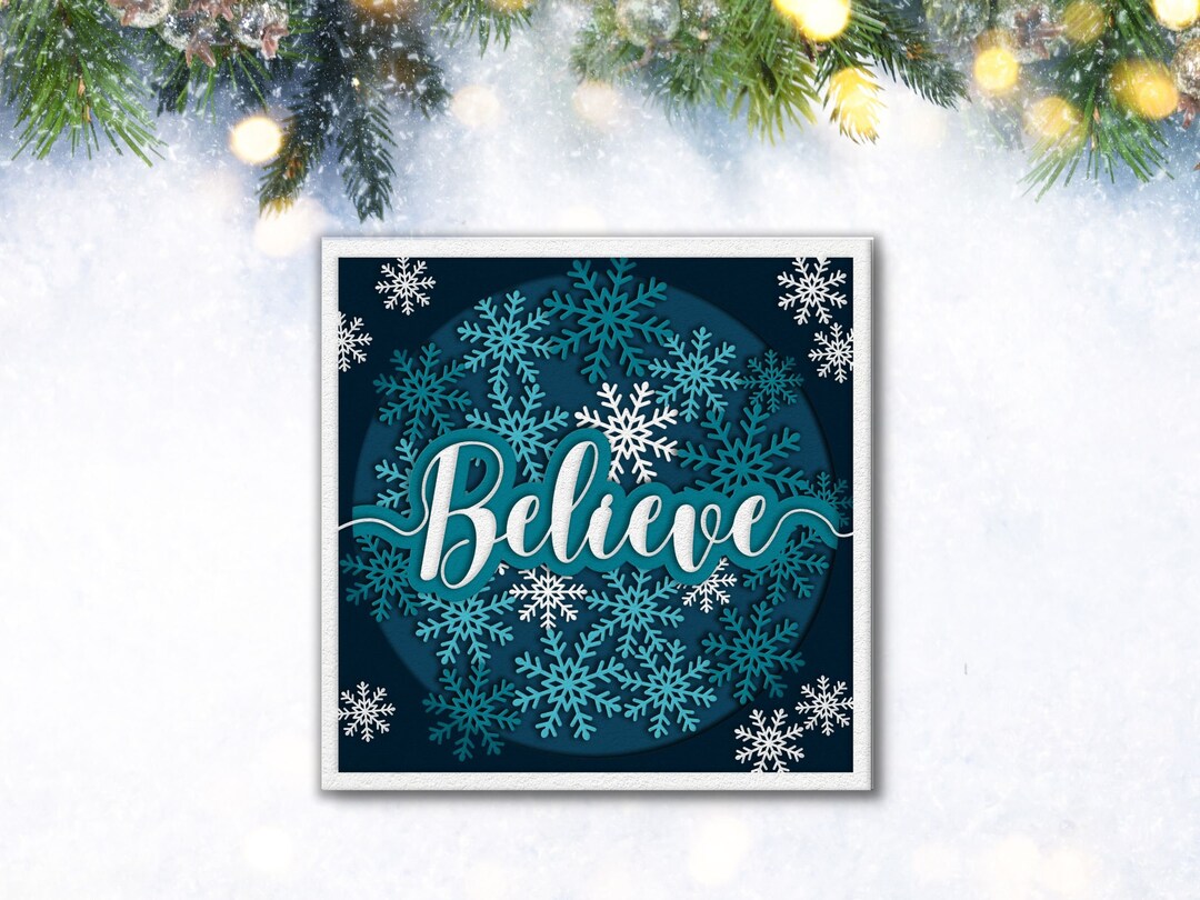 3D Christmas Svg, Christmas Shadow Box Svg, Snowflakes Cut File