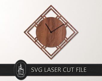 Minimalist Wall Clock SVG DXF - Clock Face Laser Cut File - Glowforge, xTool & LightBurn - Instant Download