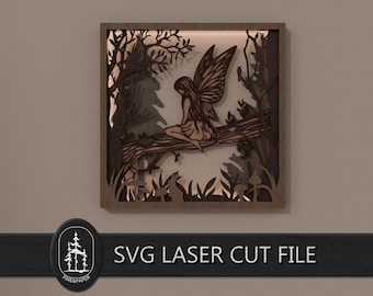 3D Layered Fairy Shadowbox SVG for Glowforge & xTool – Handcrafted 6 Layer Laser Cut File