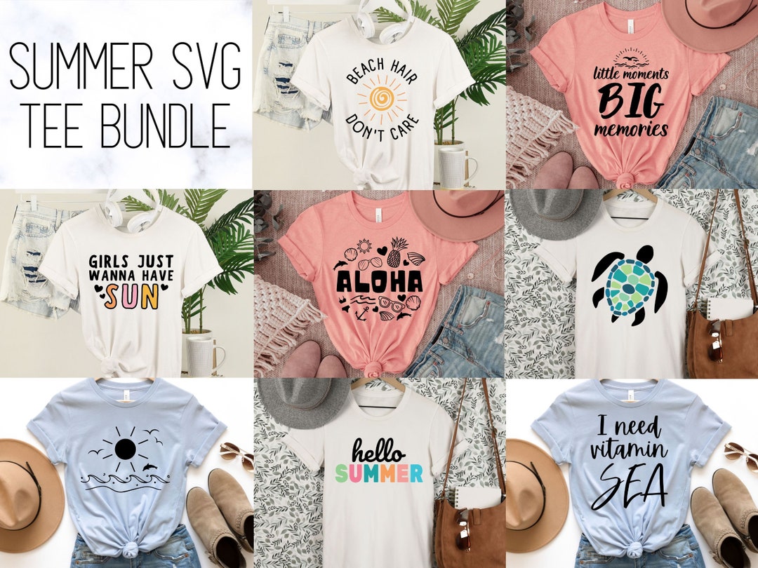 Summer SVG Bundle, Beach Shirt Cut Files for Cricut, Summer Tee Bundle ...