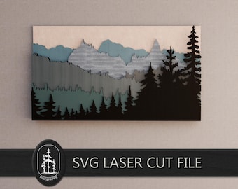 Mountain Forest 3D Layered SVG DXF - 7 Layer Laser Cut File - Glowforge, xTool & LightBurn - Instant Download