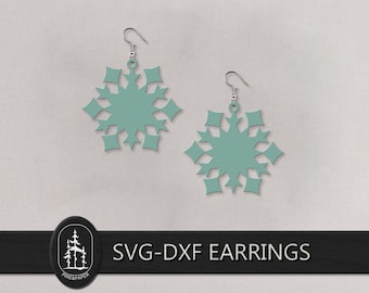 Schneeflocke Ohrring Vorlage SVG DXF - Weihnachten Laser Cut Ohrring Datei - Glowforge, xTool & LightBurn - Instant Download