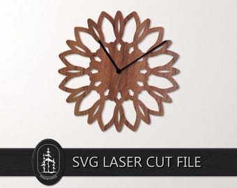 Modern Wall Clock SVG DXF - Clock Face Laser Cut File - Glowforge, xTool & LightBurn - Instant Download