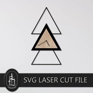 Reloj de pared triangular moderno SVG DXF - Archivo de corte láser para esfera de reloj - Glowforge, xTool y LightBurn - Descarga instantánea