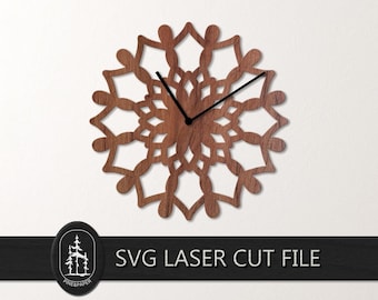 Modern Wall Clock SVG DXF - Clock Face Laser Cut File - Glowforge, xTool & LightBurn - Instant Download