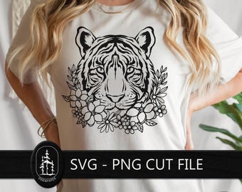 Boho Tiger SVG png - Cricut & Silhouette Cut File - Animal Face SVG - Vinyl T-Shirt DIY - Instant Download