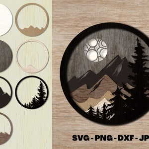 Layered Mountain Scene SVG Cut File for Laser Cutting and Cricut