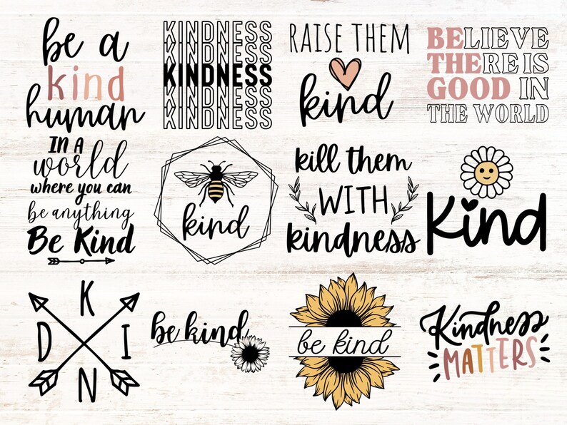 Kindness Svg Bundle, Be Kind Cut File for Cricut, Positive Vibes Shirt ...