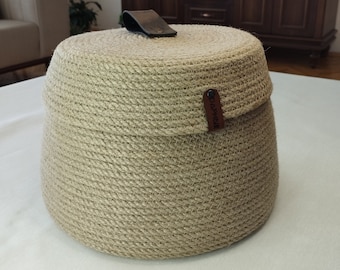 jute basket with lid,decorative basket for home,gift for home,bohem home décor,wicker basket,Home Decor