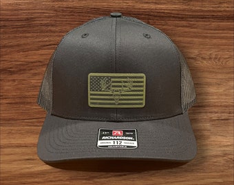 American Flag Hat with Trophy Buck | Patriotic | 'Merica | Deer Hunting | Richardson Hats |