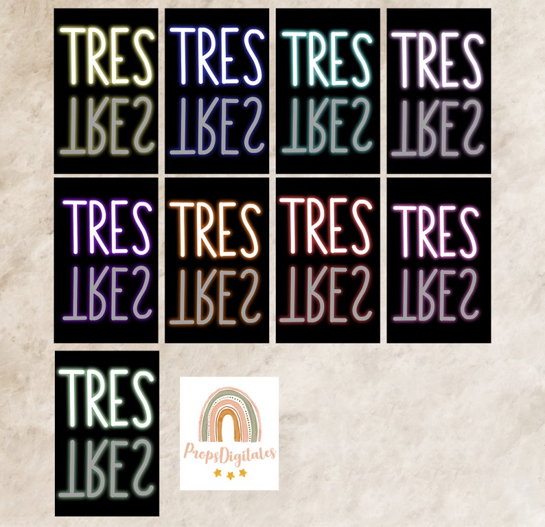 One Two Three Color OVERLAYS PNG NEON Signs - One, Two, Three Colors - Etsy