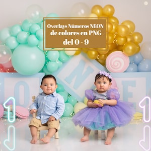 90 Colored NEON Number Overlays from 0 - 9 in 9 different colors