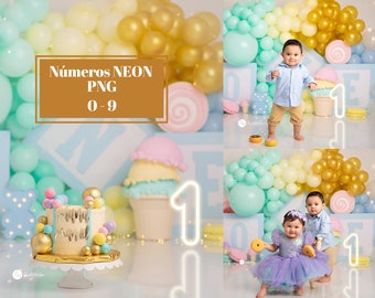 NEON NUMBERS Overlays from 0 - 9 in PNG