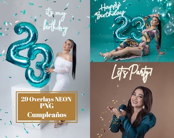 29 Neon Sign Birthday Overlays in PNG