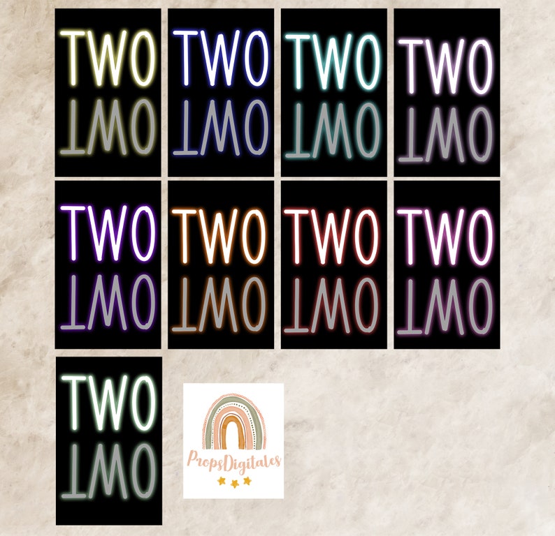One Two Three Color OVERLAYS PNG Signs NEON - One, Two, Three Colors - Etsy