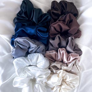 Scrunchies Satin Neutral silk scrunchie for her gift for her bridesmaid gift teacher gift christmas gift stocking stuffer