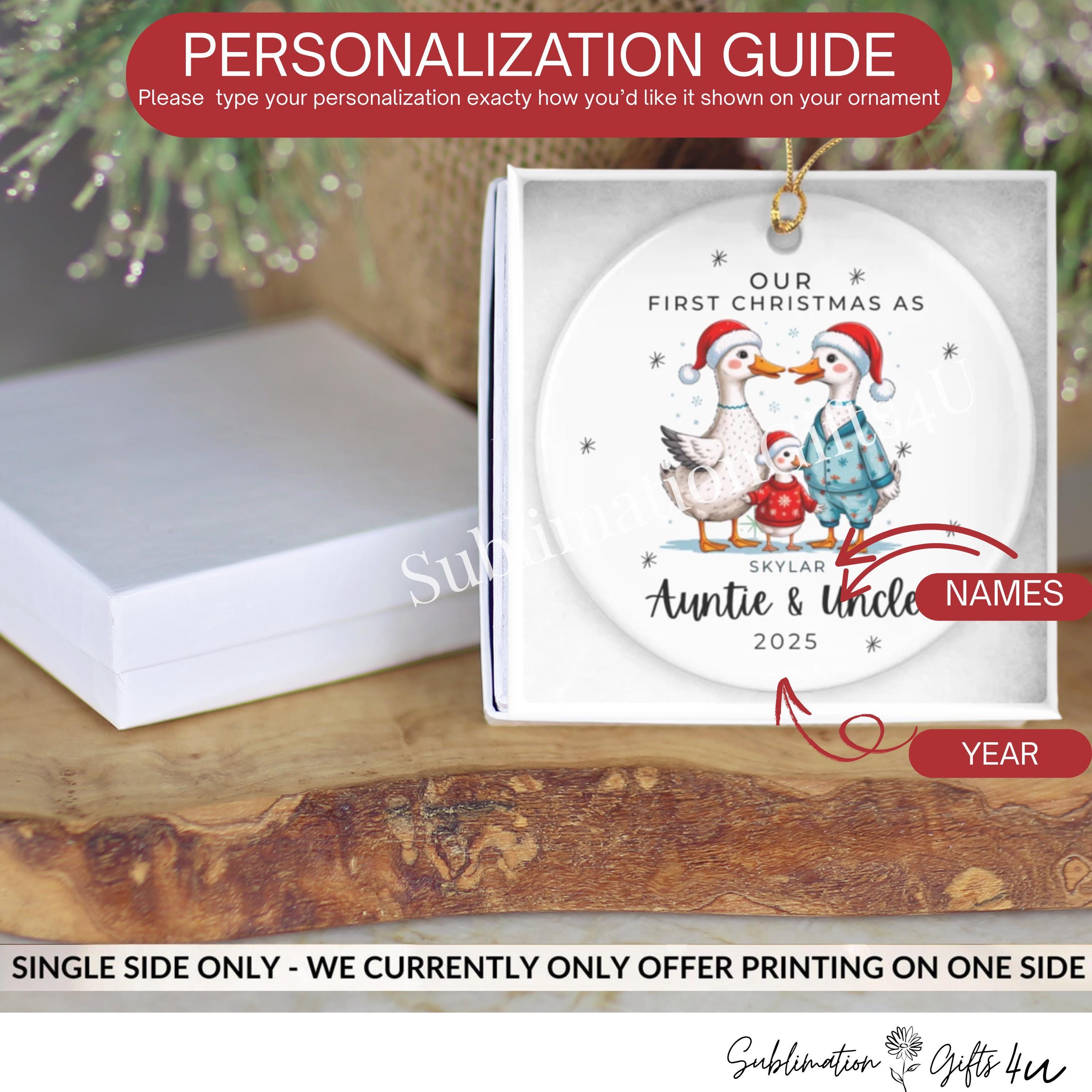 New Auntie Uncle Ornament Personalized Goose Auntie Uncle First ...