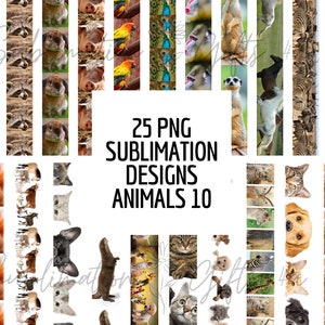 Paquete de diseño png de sublimación de llavero de animales, plantillas para mascotas de paquete de pulsera, diseños png coloridos, listos para presionar, transferencia de calor