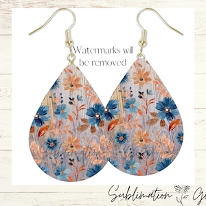Aquarellen Bloemen Oorbel PNG | Oorbel Sjabloon | teardrop oorbel png bundel | sublimatie oorbellen | sublimatie druppel oorbellen