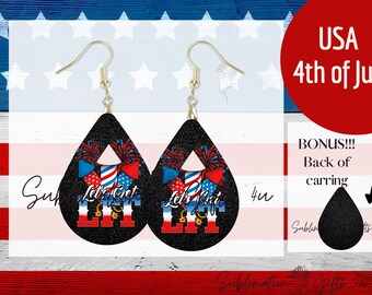 Patriotic American Flag USA earring png  template | teardrop earring png | sublimation earrings | sublimation teardrop earrings 4J
