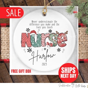 Nurse Thank You Ornament, Personalized Nurse Christmas Ornament Thank You Gifts for Nurse Appreciation Christmas Ornament Nurse Thank You