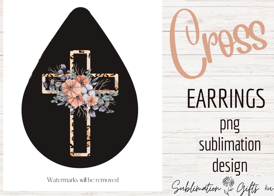 Faith Earring PNG Cross Earring Template Religious Teardrop Earring Png