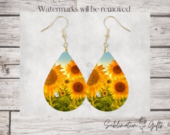 Sunflower earring png | Floral earring template | teardrop earring png | sublimation designs | sublimation teardrop earrings | bundle W1