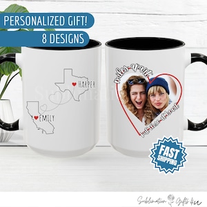 Miles Apart But Close At Heart Coffee Mug, State To State Gift Mug, Personalize Long Distance Mug, Long Distance Friendship Mug Custom Photo