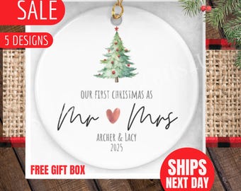 First Christmas Married Ornament Gift for Newlywed Couple Personalized Gift First Christmas As Mr Mrs Tree Ornament Married Couple Gift