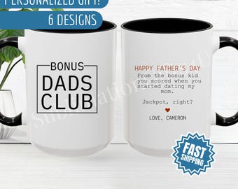 Personalized Bonus Dad Mug, Custom Bonus Dad Coffee Cup, Fathers Day Gift for Step Dad, Gift for Bonus Dad from Stepkids,Step Dad Coffee Mug