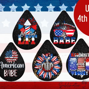 Patriotic American Flag USA earring png  template | teardrop earring png | sublimation earrings | sublimation teardrop earrings 4J