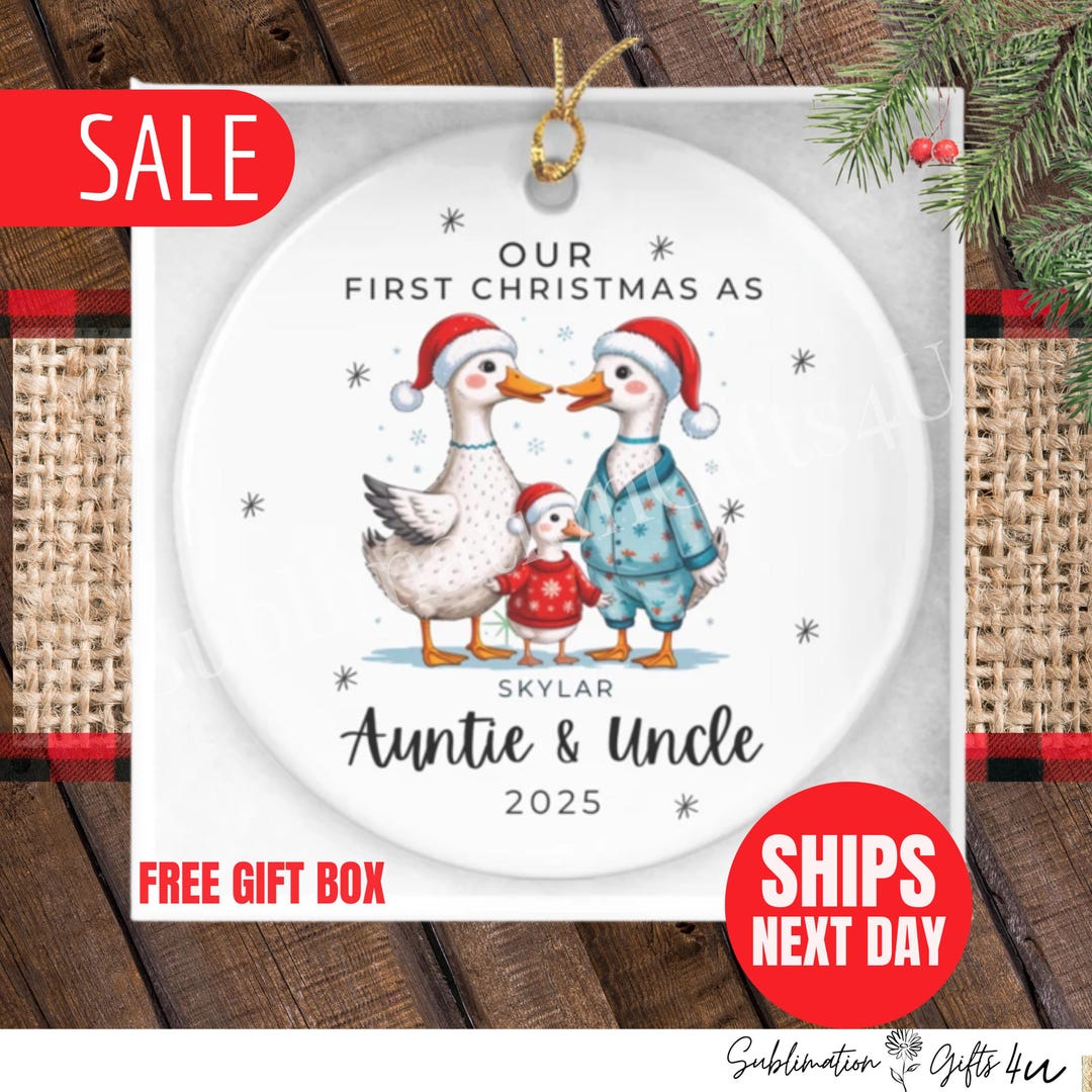New Auntie Uncle Ornament Personalized Goose Auntie Uncle First ...