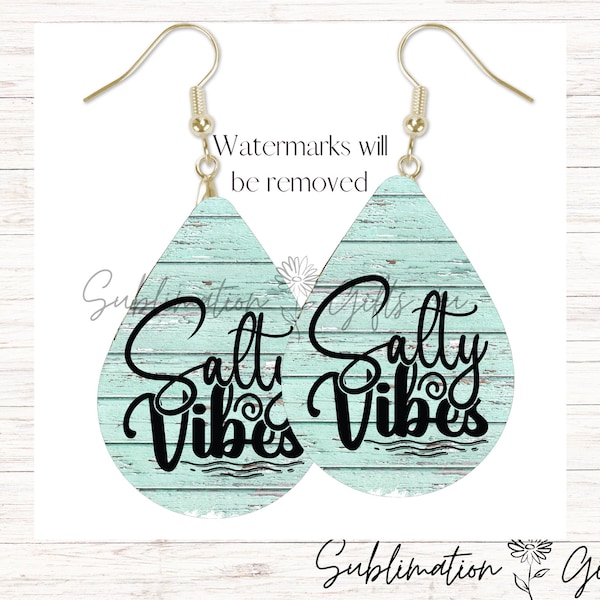 Salty Earring Template | Vibes Summer Earring PNG | teardrop earring png | sublimation earrings | sublimation teardrop earrings