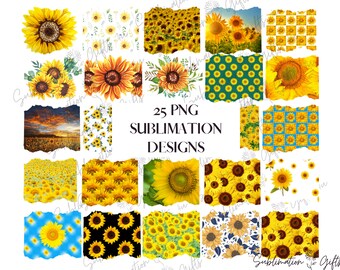 Disegni di girasoli per sublimazione, sfondo floreale PNG, sfondi di girasoli per sublimazione, download di disegni di fiori, fiori PNG