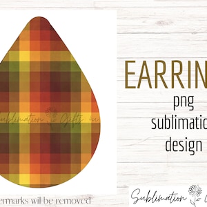 Fall plaid earring png | Thanksgiving earring template | teardrop earring png | sublimation designs | sublimation teardrop earrings | bundle