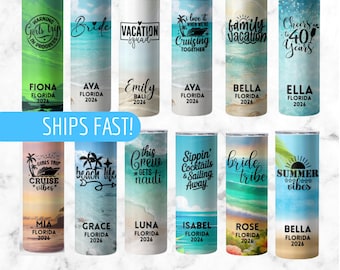 Personalized Cruise Vacation Name Tumbler Cup Customized Drinking Cups Graduation Birthday Gift Girls Trip Vacation Bachelorette Party Favor